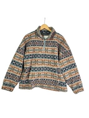 American Eagle Sherpa Fleece Pullover Medium Fair Isle Aztec 1/4 Zip Cozy